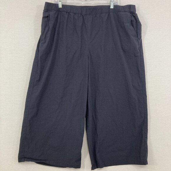 Eileen Fisher Pants - Eileen Fisher size 1X Navy/Black Wide Leg Organic Cotton Crop Pull-on Pants